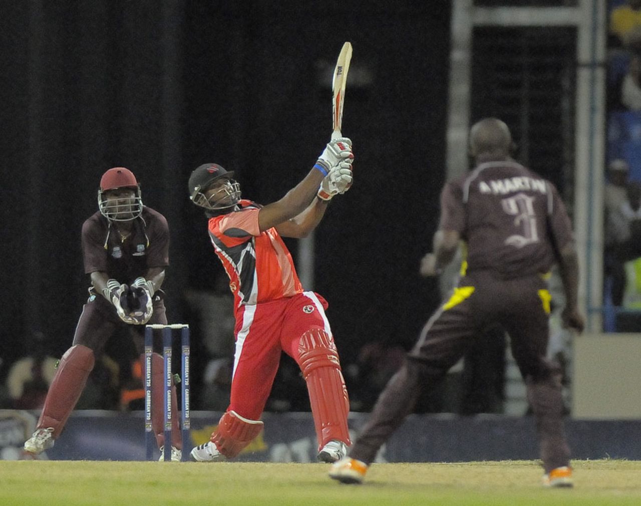 Kieron Pollard during an over in which he hit five sixes, Leeward Islands v Trinidad & Tobago, Caribbean T20 2011-12, Group A match, North Sound, Antigua, January 11, 2012