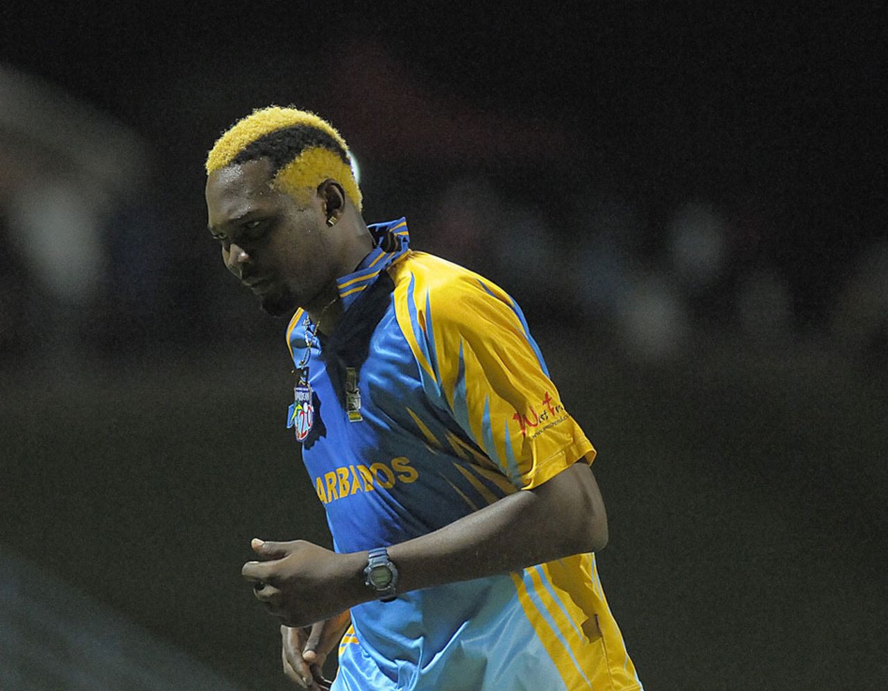 Sulieman Benn sports a whacky hairdo in the Caribbean T20, Barbados v Netherlands, Caribbean T20 2011-12, Group B match, North Sound, Antigua, January 12, 2012