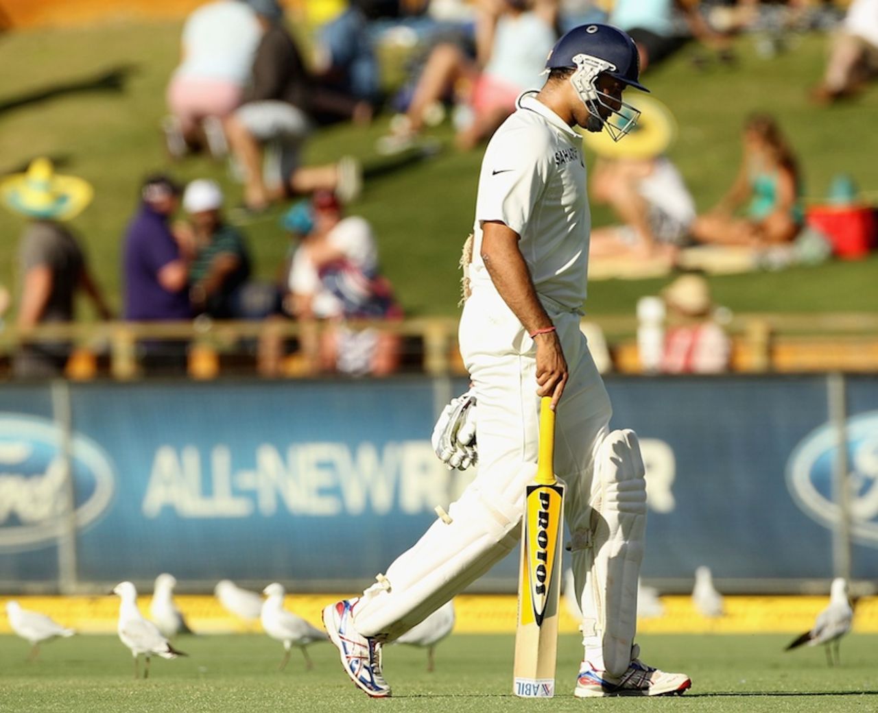 VVS Laxman trudges off the WACA after making a duck, Australia v India, 3rd Test, Perth, 2nd day, January 14, 2012