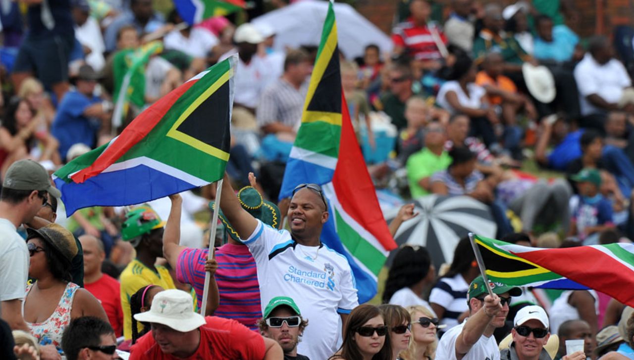 Fans wave South African flags at Buffalo Park, South Africa v Sri Lanka, 2nd ODI, East London, January 14, 2012