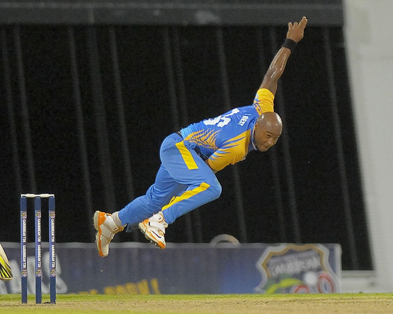 Tino Best bowled with energy to finish with three wickets, Barbados v Sussex, Caribbean T20 2011-12, Group B match, Barbados, January 18, 2012