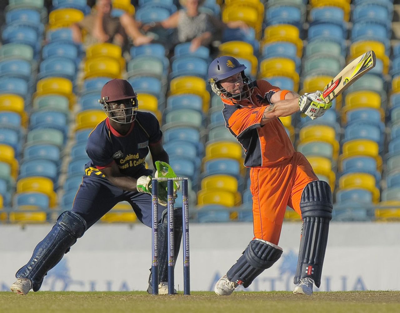 Alexei Kervezee thumped two sixes in his 36, Combined Campuses and Colleges v Netherlands, Caribbean T20 2011-12, Group B match, Barbados, January 18, 2012
