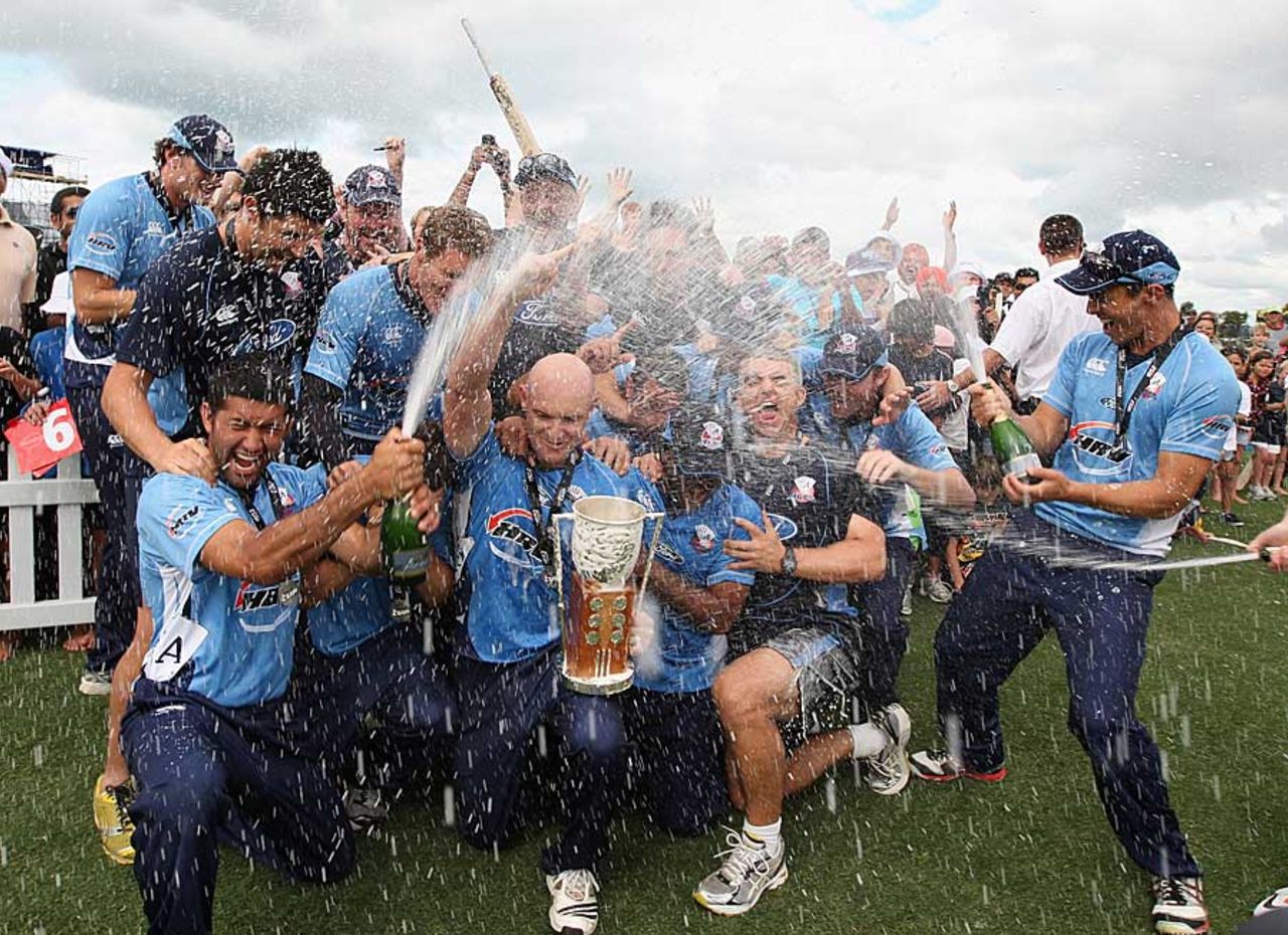 Auckland Aces celebrate their triumph in the HRV Cup final, Auckland Aces v Canterbury, HRV Cup final, Auckland, January 22, 2012