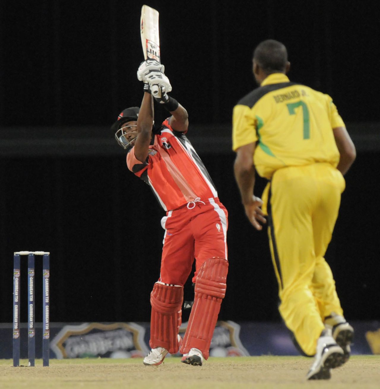 Dwayne Bravo carves one through the off side, Jamaica v Trinidad & Tobago, final, Caribbean T20 2011-12, Bridgetown, January 22, 2012