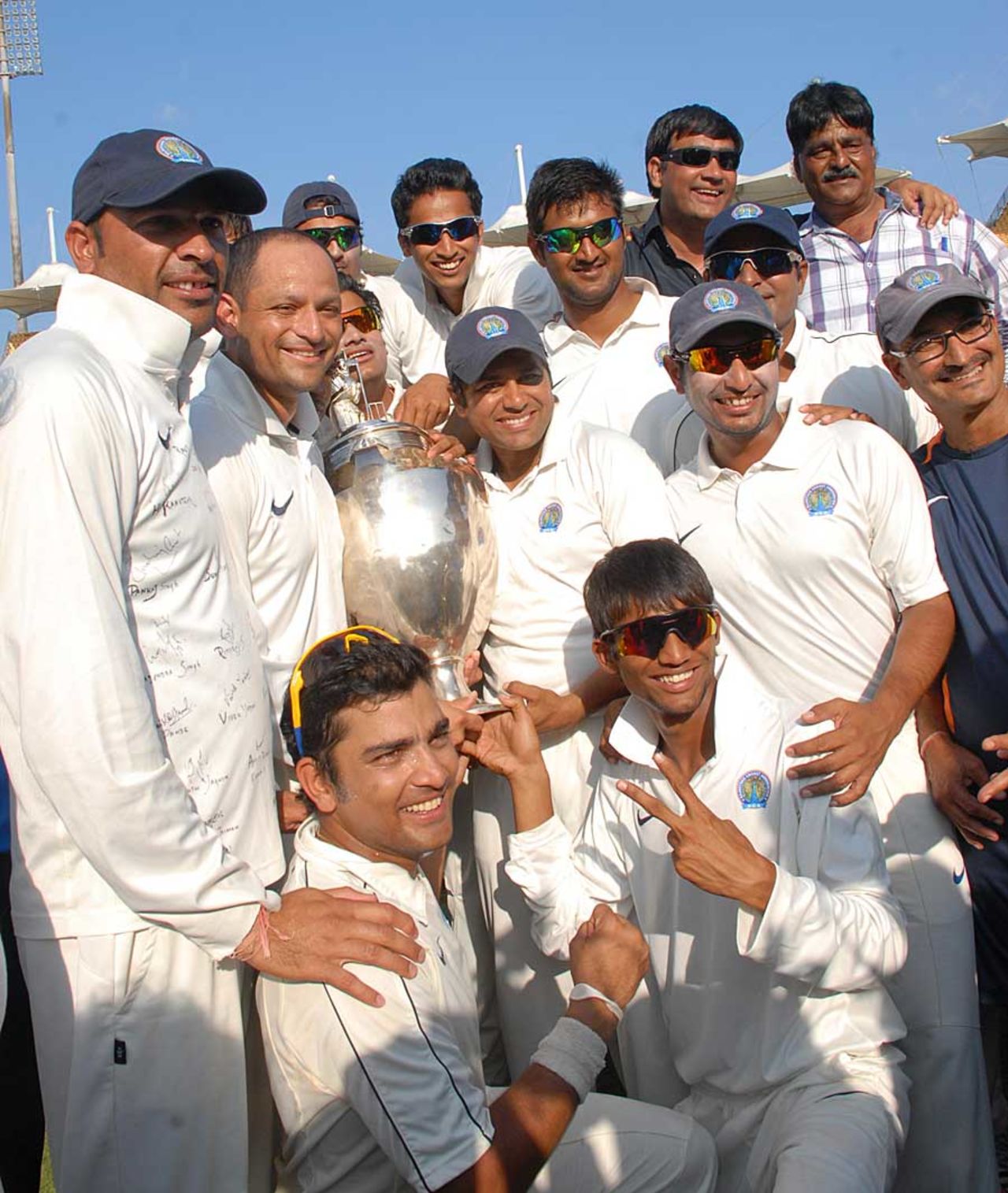 The Rajasthan players are all smiles, Tamil Nadu v Rajasthan, Ranji Trophy final, Chennai, 5th day, January 23, 2012