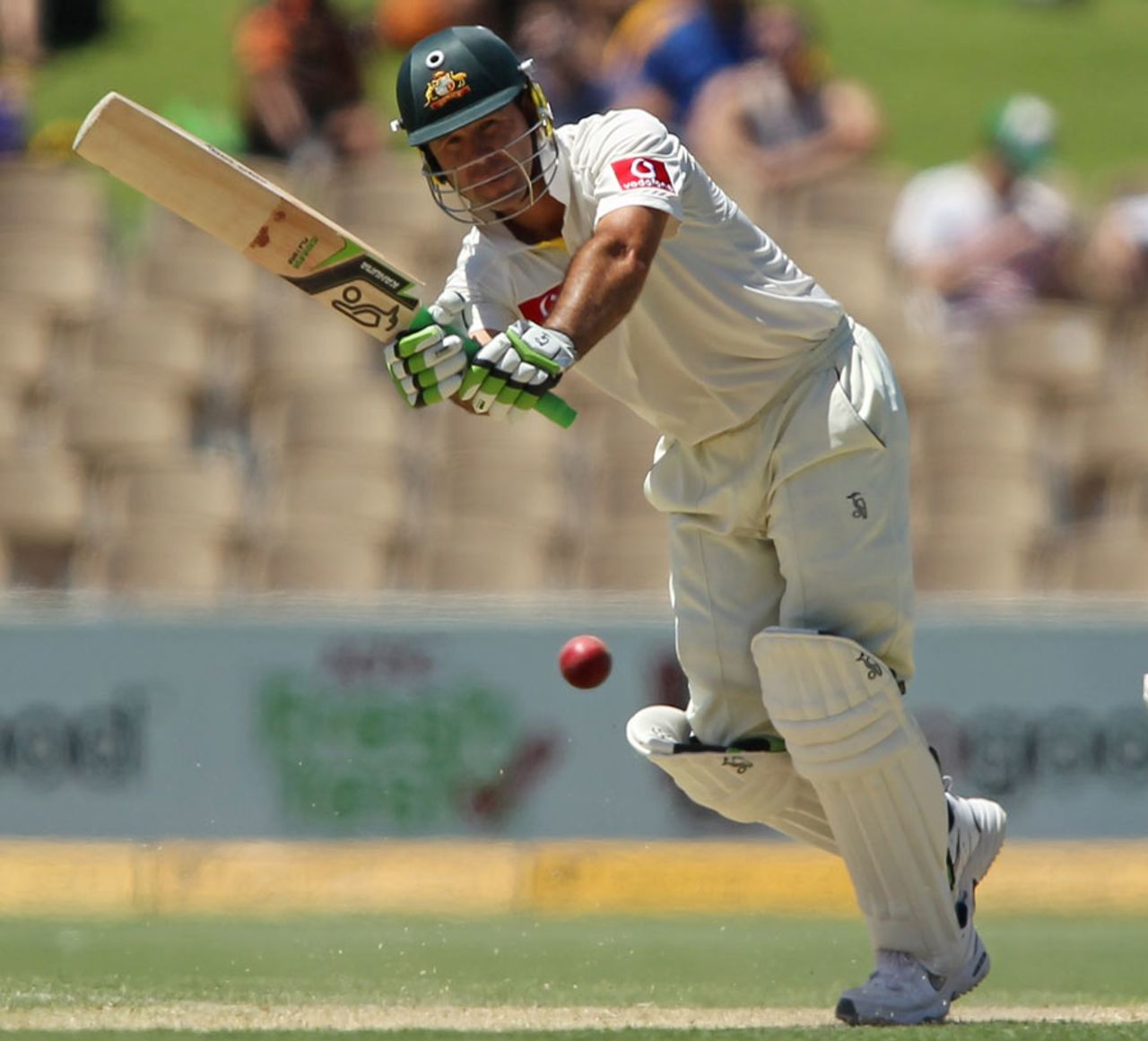 Ricky Ponting clips the ball to the leg side, Australia v India, 4th Test, Adelaide, 2nd day, January 25, 2012