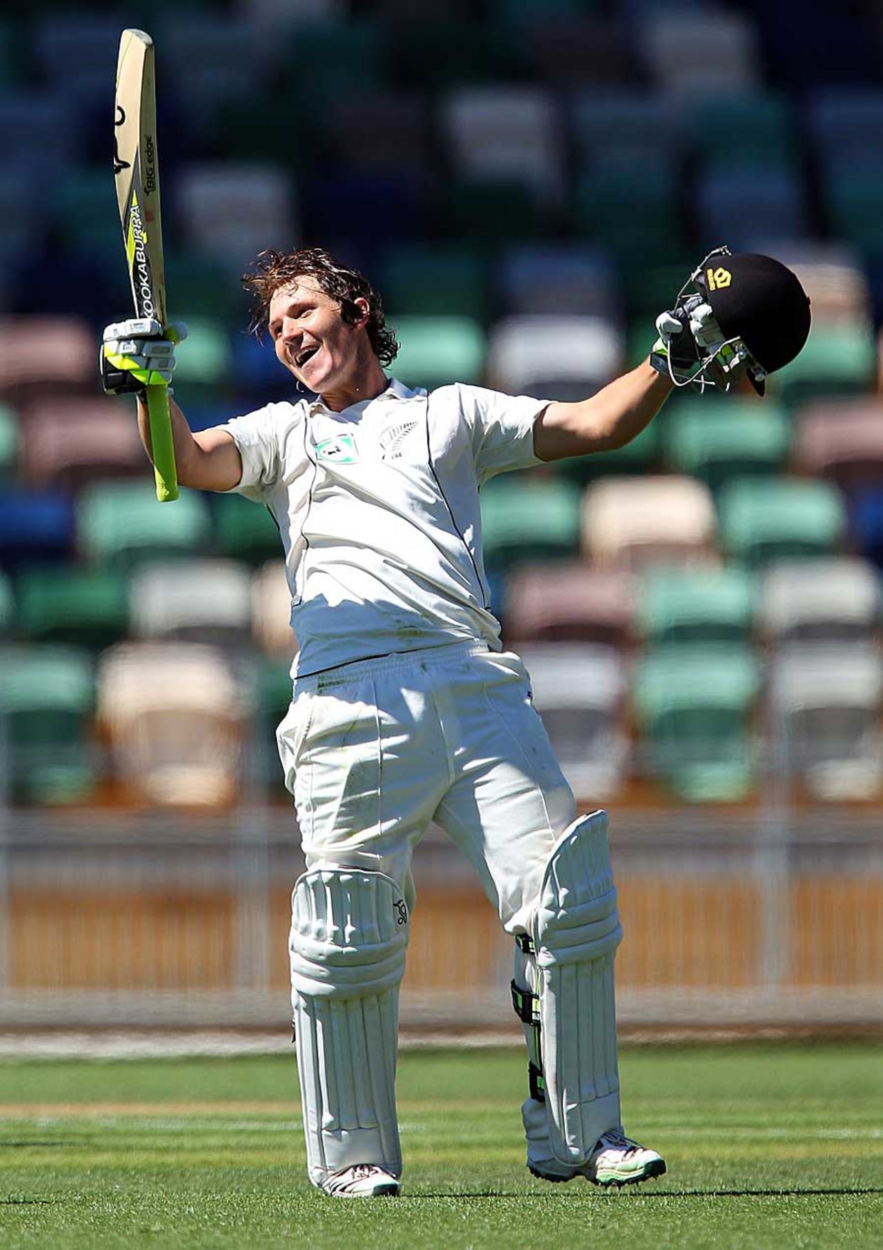 BJ Watling celebrates his maiden Test ton, New Zealand v Zimbabwe, Only Test, Napier, 3rd day, January 28, 2012