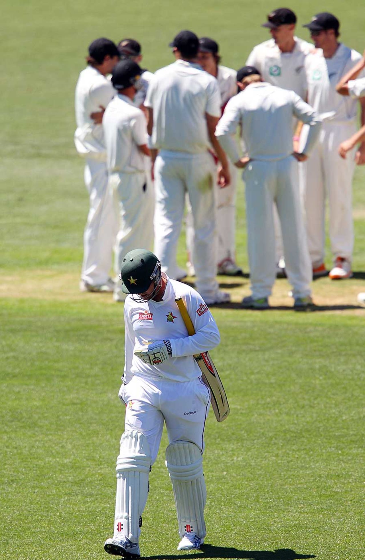 Brendan Taylor walks back after getting dismissed, New Zealand v Zimbabwe, Only Test, Napier, 3rd day, January 28, 2012