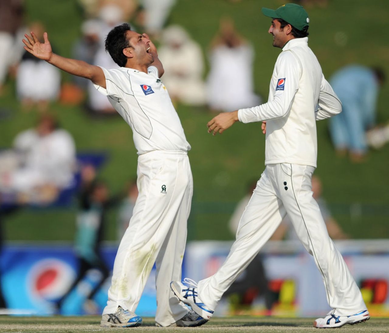 Abdur Rehman rejoices after dismissing James Anderson, Pakistan v England, 2nd Test, Abu Dhabi, 4th day, January 28, 2012