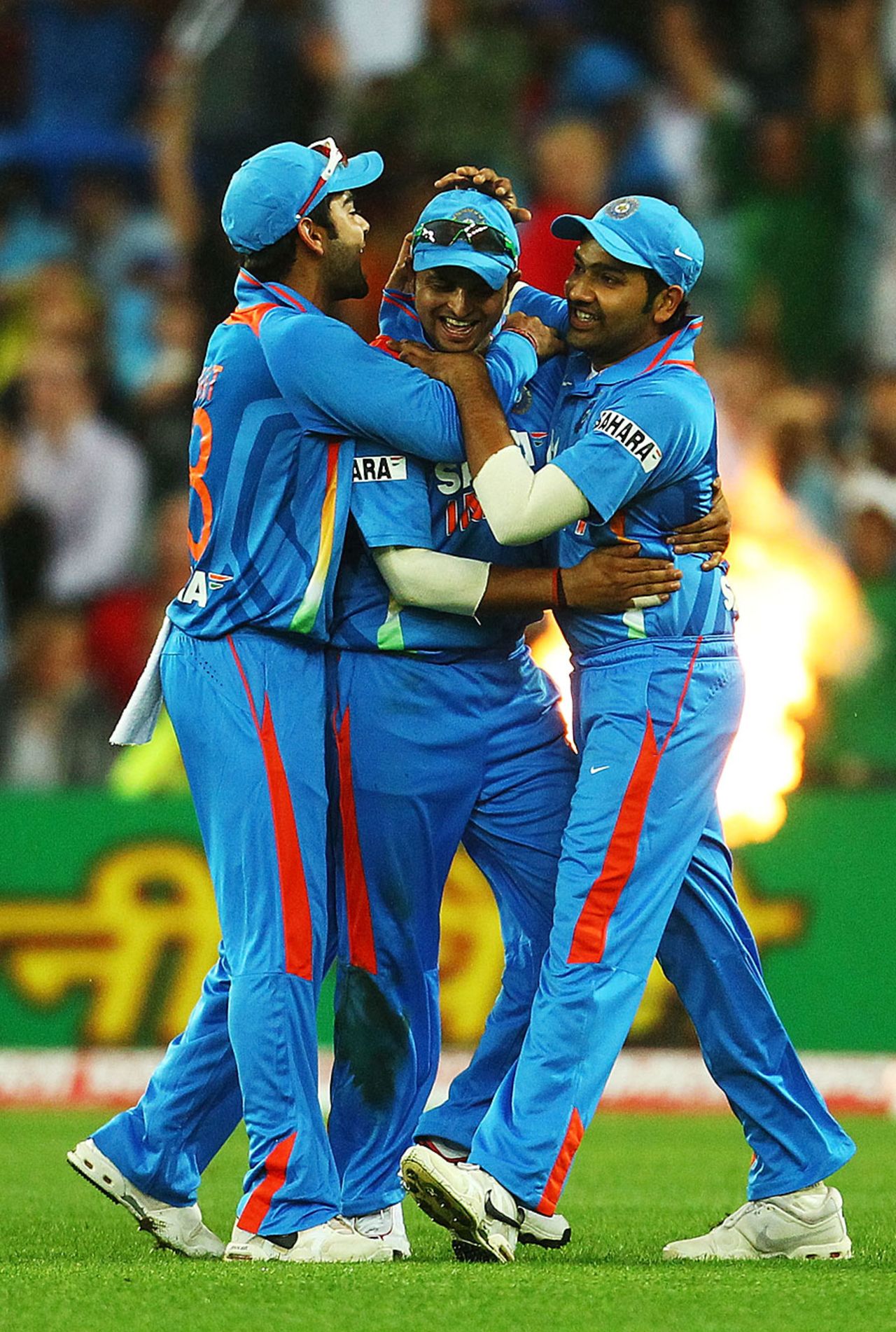 India celebrate a wicket, Australia v India, 1st Twenty20, Stadium Australia, Sydney, February 1, 2012