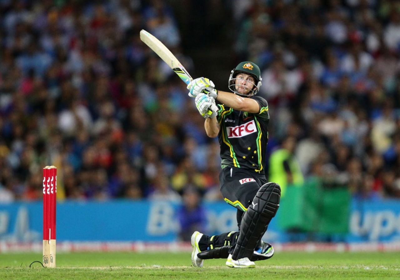 Matthew Wade hits out on his way to 72 off 43 balls, Australia v India, 1st Twenty20, Stadium Australia, Sydney, February 1, 2012