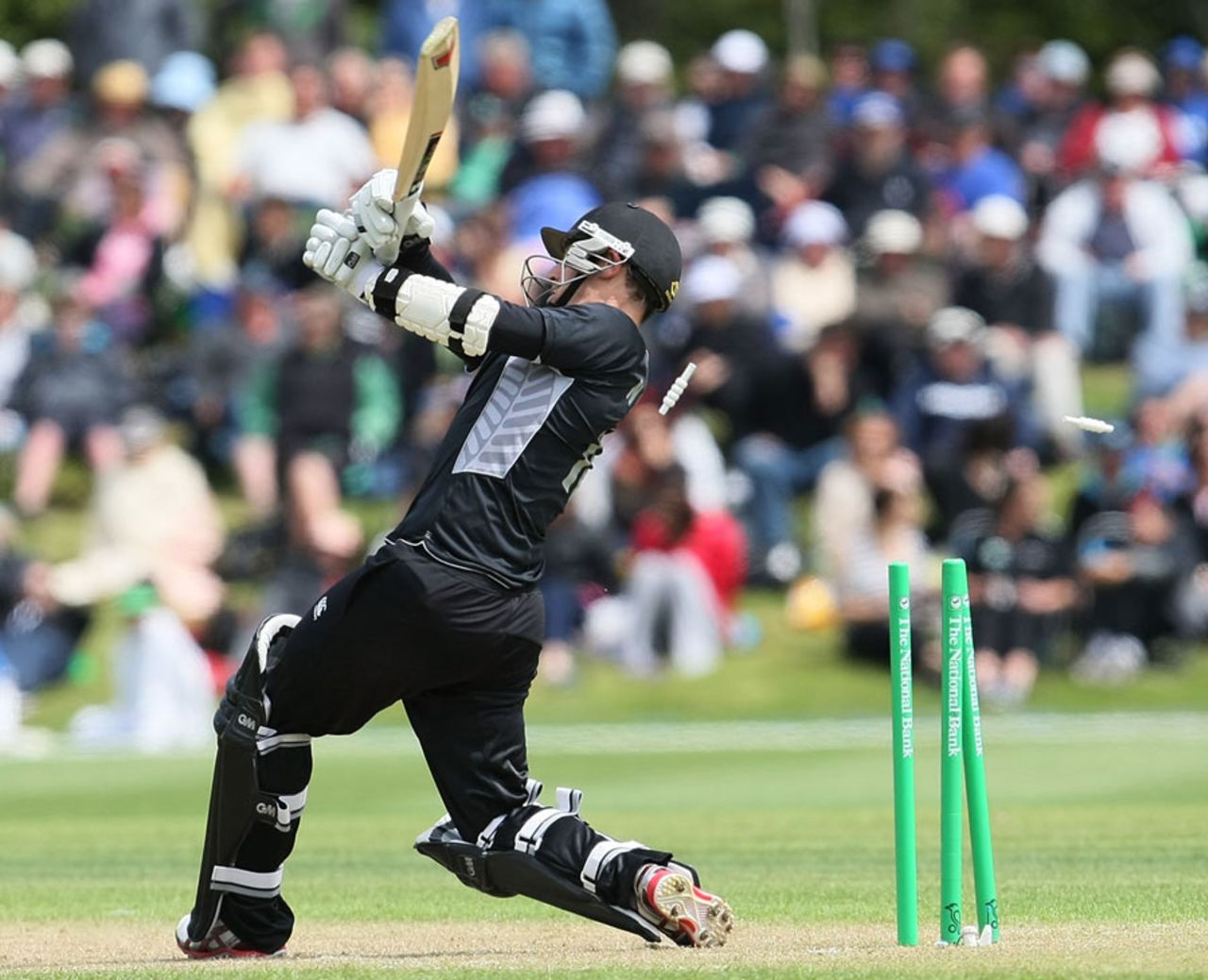 Nathan McCullum is bowled for 30, New Zealand v Zimbabwe, 1st ODI, Dunedin, February 3, 2012