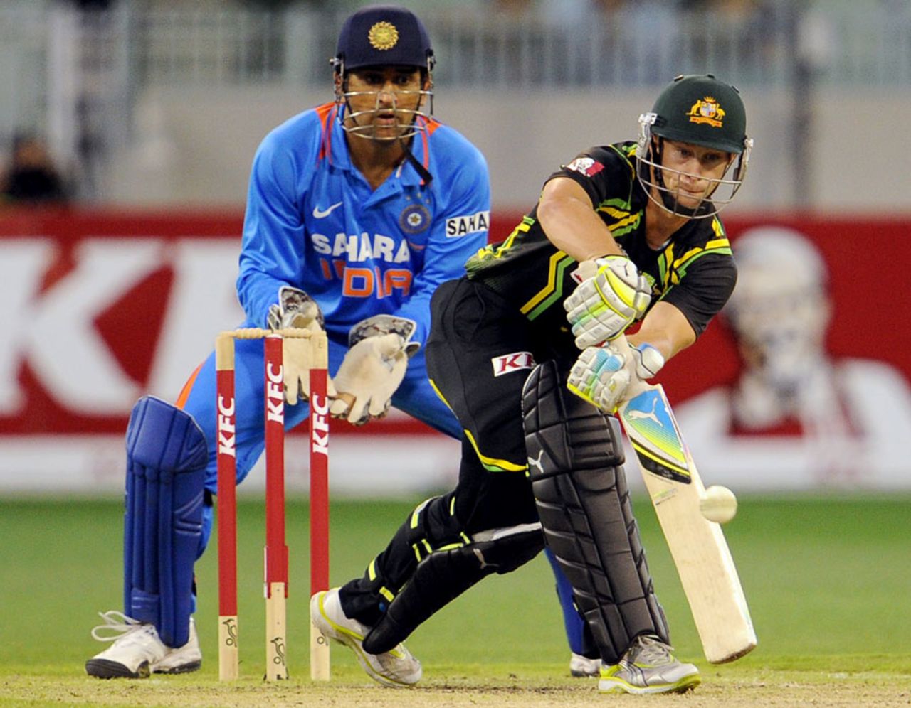 Matthew Wade made a solid 32, Australia v India, 2nd T20I, Melbourne, February 3, 2012