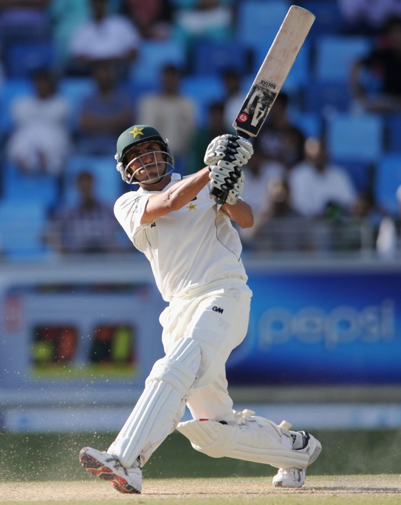 Younis Khan swings one to the leg side for six, Pakistan v England, 3rd Test, Dubai, February 4, 2012 