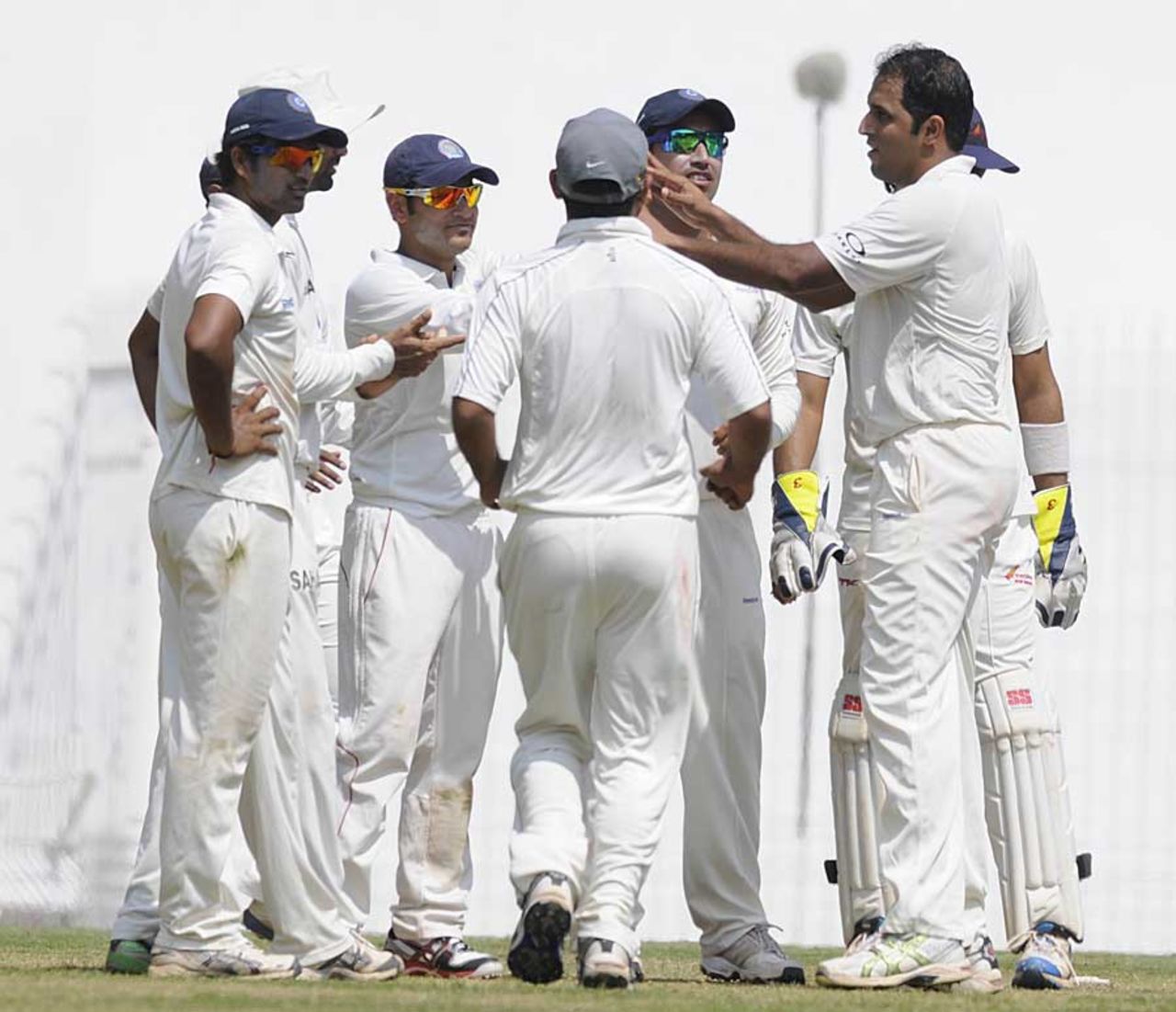 TP Sudhindra celebrates a wicket, South Zone v Central Zone, Duleep Trophy 2011-12 semi-final, 2nd day, February 5, 2012