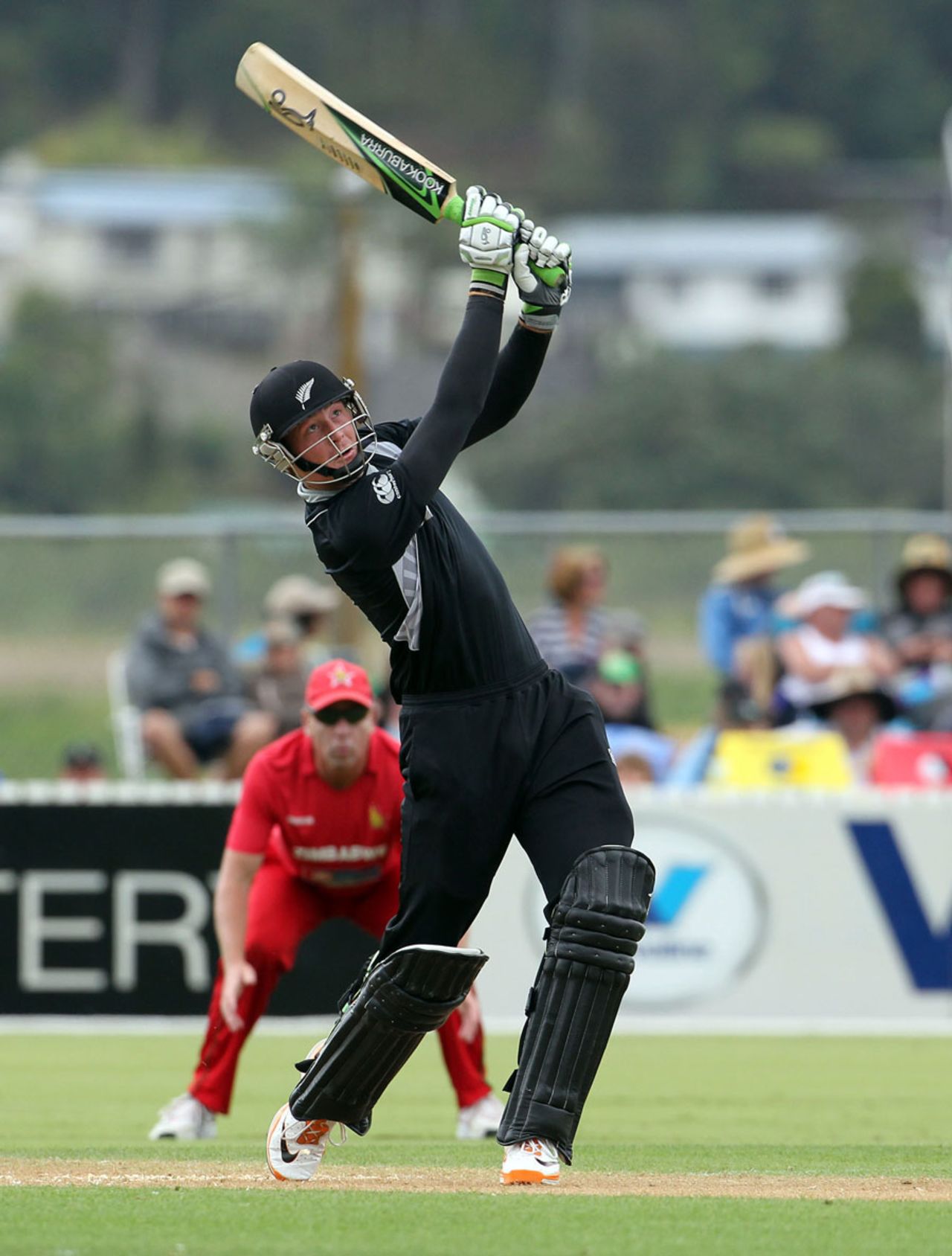 Martin Guptill lofts down the ground, New Zealand v Zimbabwe, 2nd ODI, Whangarei, February 6, 2012