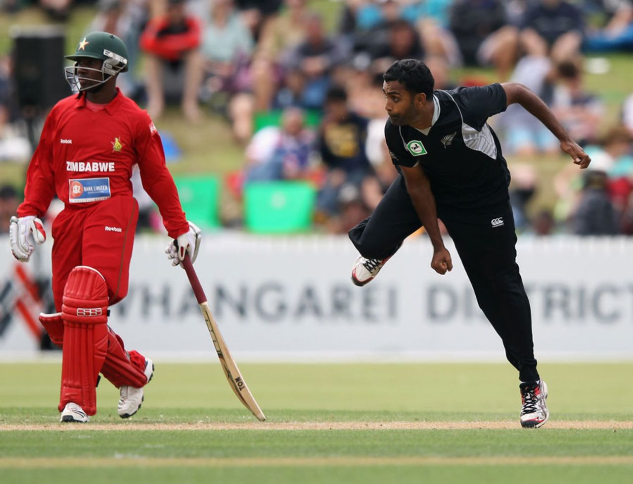 Tarun Nethula wheels away on debut, New Zealand v Zimbabwe, 2nd ODI, Whangarei, February 6, 2012