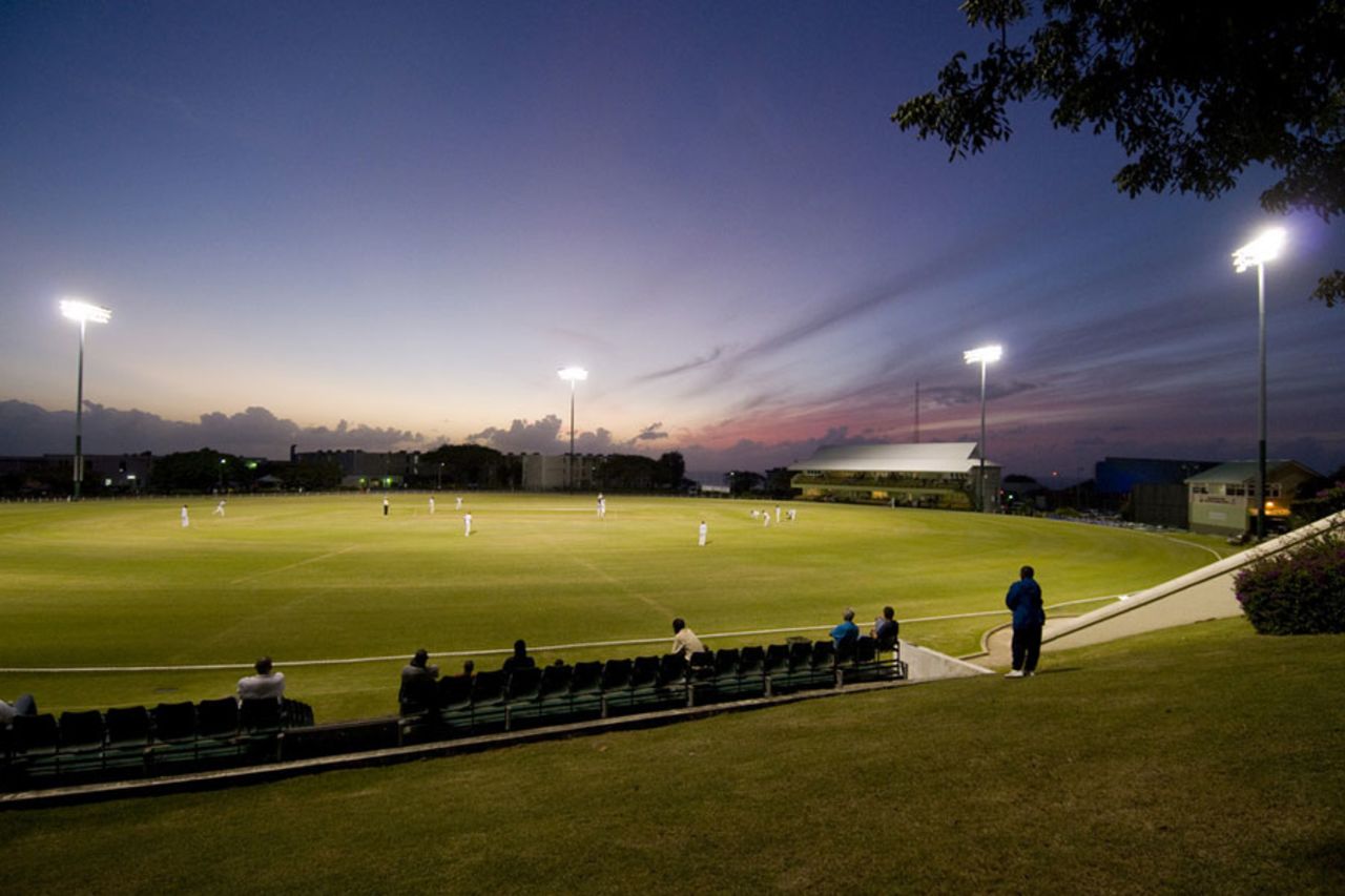 First-class cricket under lights at the Three Ws Oval, Combined Campuses and Colleges v Trinidad & Tobago, Day 1, Bridgetown, Regional Four Day competition, February 3, 2012