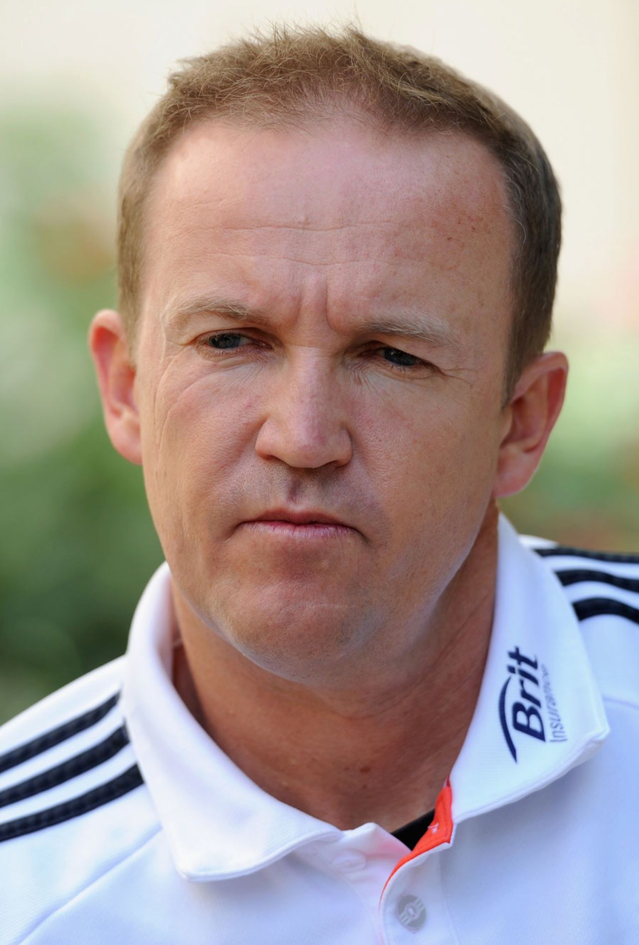 Andy Flower talks to the press the day after England's third-Test defeat, Dubai, February, 7, 2012