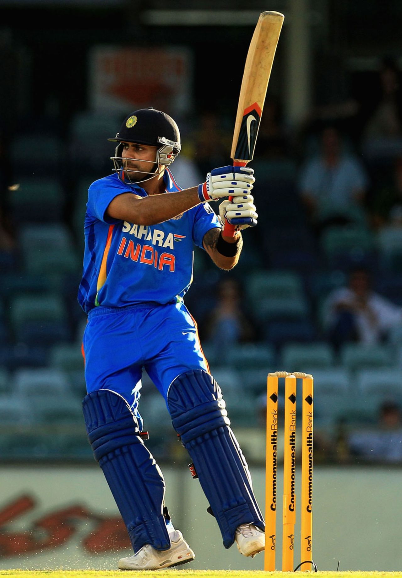 Virat Kohli pulls firmly through the leg side, India v Sri Lanka, CB Series, 2nd ODI, Perth, February 8, 2012