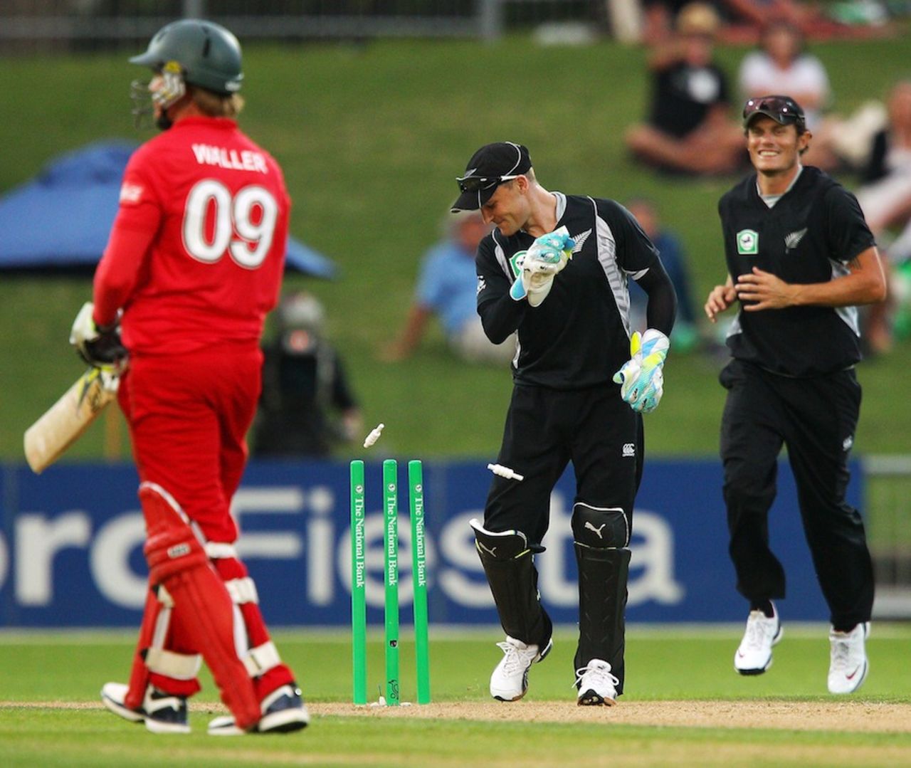 Brendon McCullum runs out Malcolm Waller, New Zealand v Zimbabwe, 3rd ODI, Napier, February 9, 2012