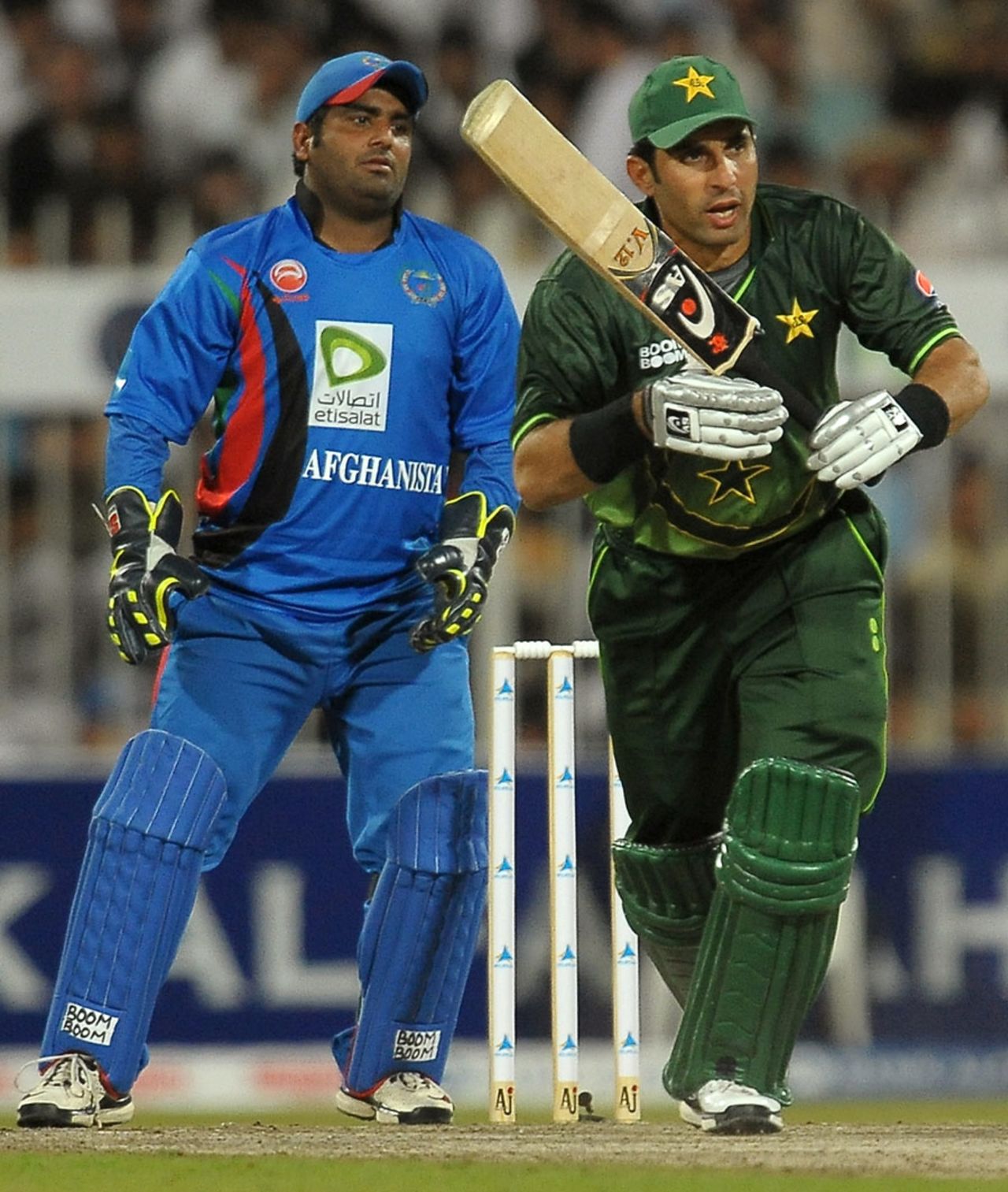 Misbah-ul-Haq drives down the ground, Afghanistan v Pakistan, one-off ODI, Sharjah, February 10, 2012