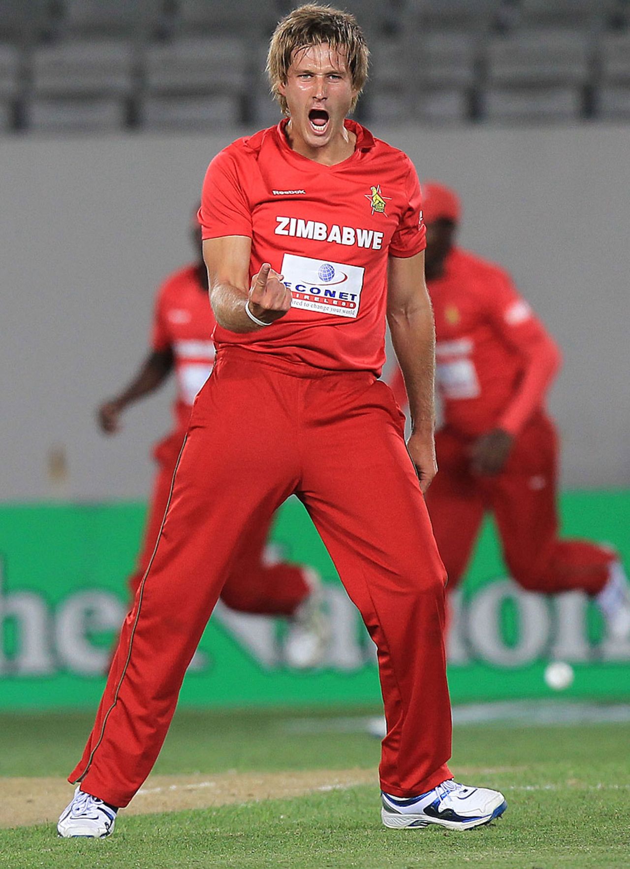 Kyle Jarvis is elated after getting a wicket, New Zealand v Zimbabwe, 1st Twenty20, Auckland, February 11, 2012