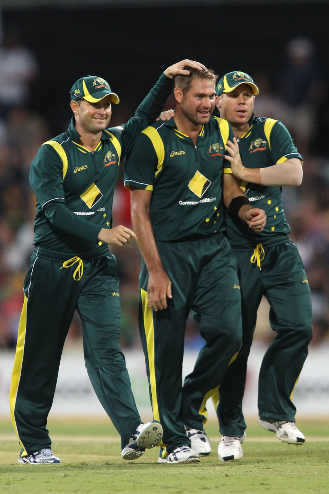 Australia celebrate Rohit Sharma's dismissal, Australia v India, Commonwealth Bank Series, Adelaide, February 12, 2012
