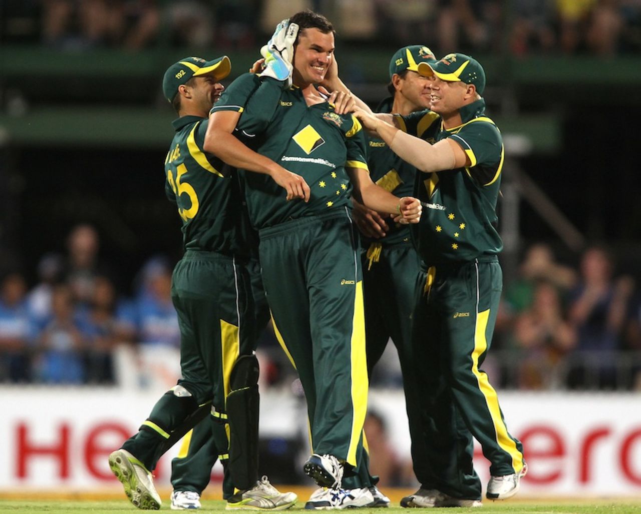 Clint McKay took 3 for 53, Australia v India, Commonwealth Bank Series, Adelaide, February 12, 2012
