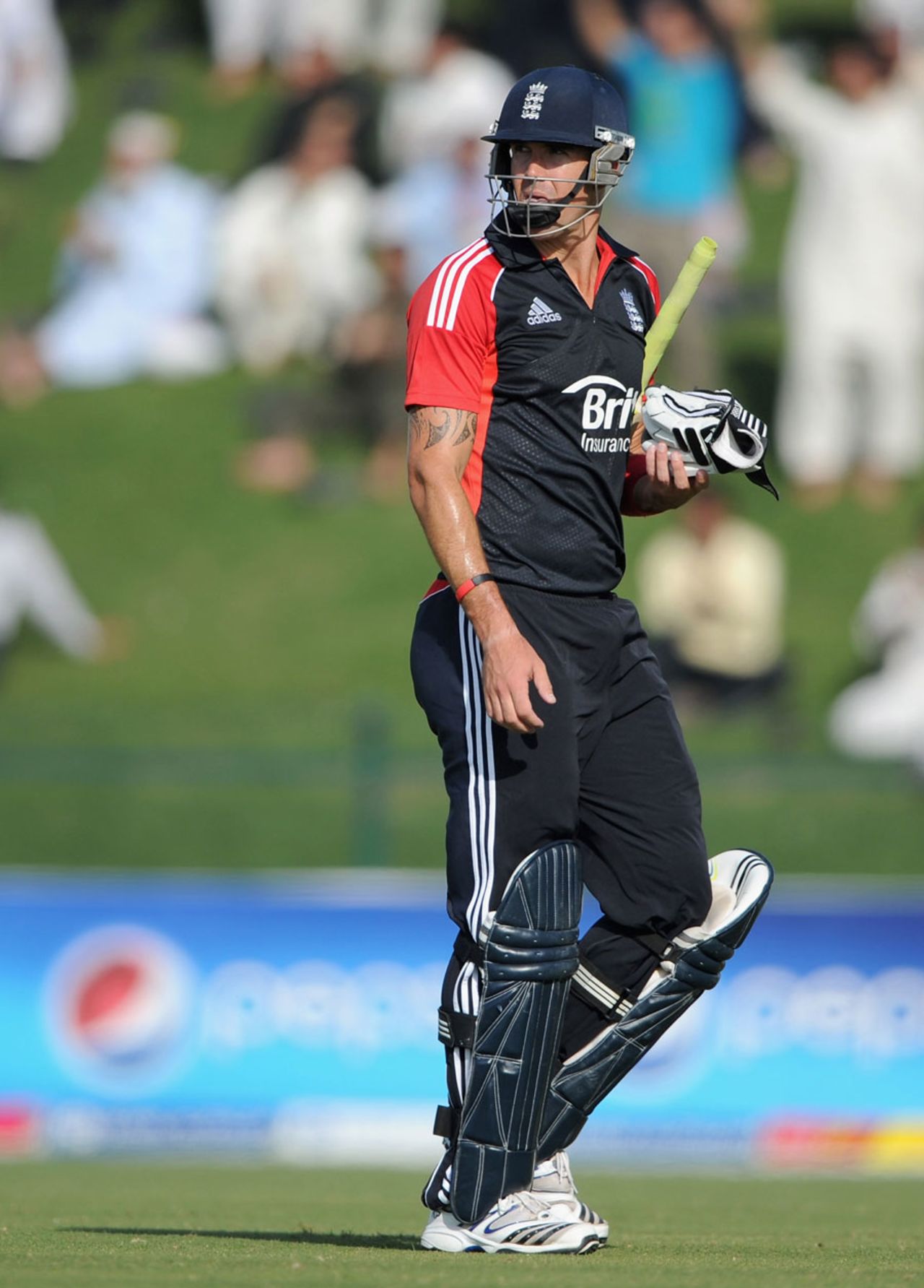Kevin Pietersen was bowled by Shahid Afridi for 14, Pakistan v England, 1st ODI, Abu Dhabi, February, 13, 2012