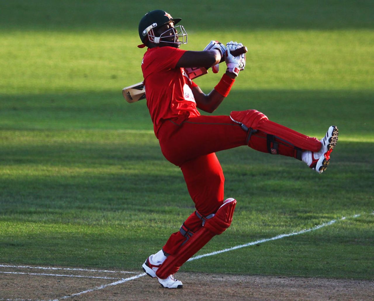 Hamilton Masakadza plays a cross-batted shot, New Zealand v Zimbabwe, 2nd Twenty20 international, Hamilton, February 14, 2012 