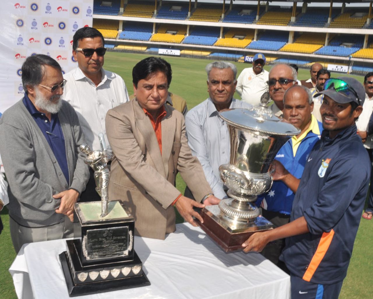 East Zone captain Natraj Behera with the title, Duleep Trophy, Central Zone v East Zone, Indore, 3rd day, February 14, 2012