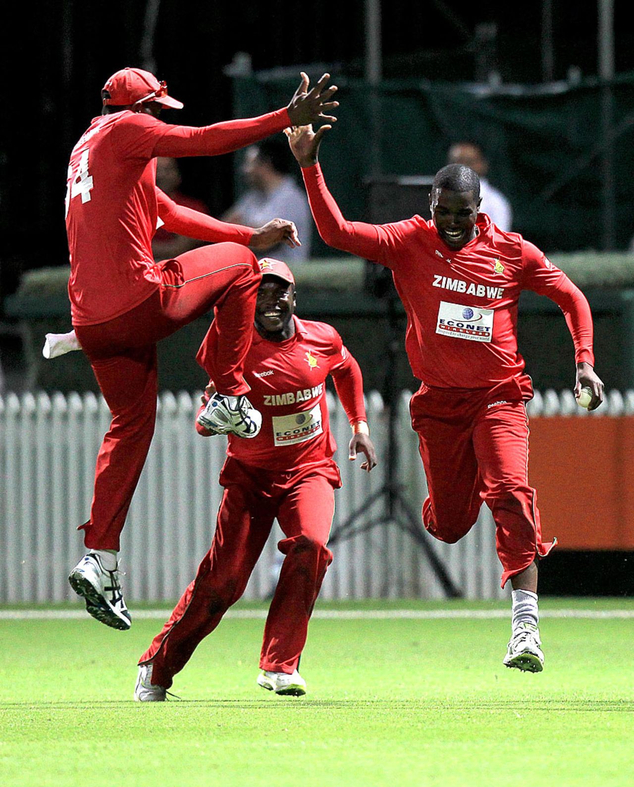 Zimbabwe celebrate a wicket, New Zealand v Zimbabwe, 2nd Twenty20 international, Hamilton, February 14, 2012 