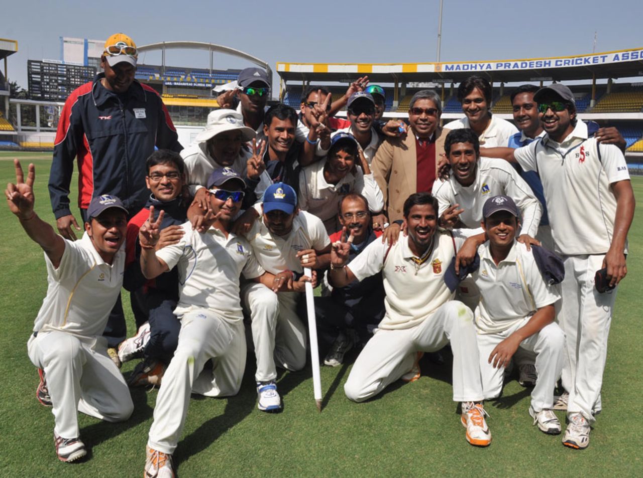 East Zone celebrate with the Duleep Trophy, Duleep Trophy, Central Zone v East Zone, Indore, 3rd day, February 14, 2012