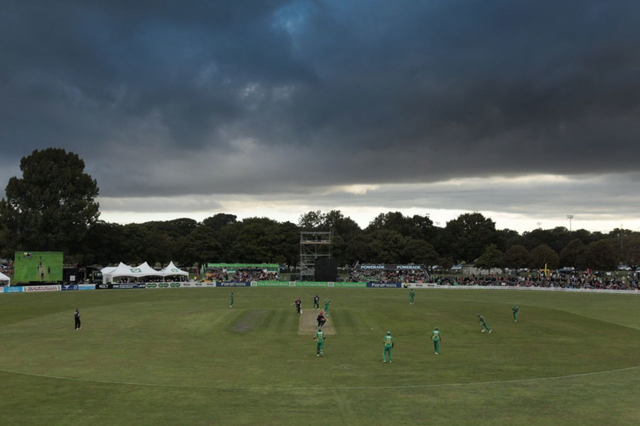 Clouds loom over the Hagley Oval, Canterbury v South Africans, Twenty20, Christchurch, February 15, 2012 