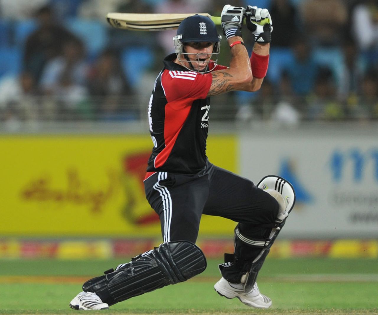 Kevin Pietersen punches through the off side, Pakistan v England, 3rd ODI, Dubai, February, 18, 2012