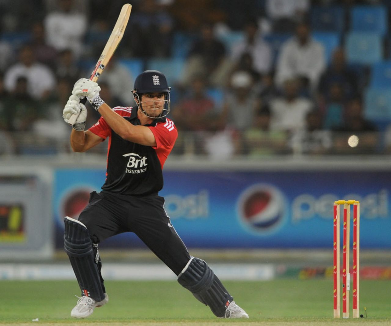 Alastair Cook plays a cut, Pakistan v England, 3rd ODI, Dubai, February, 18, 2012