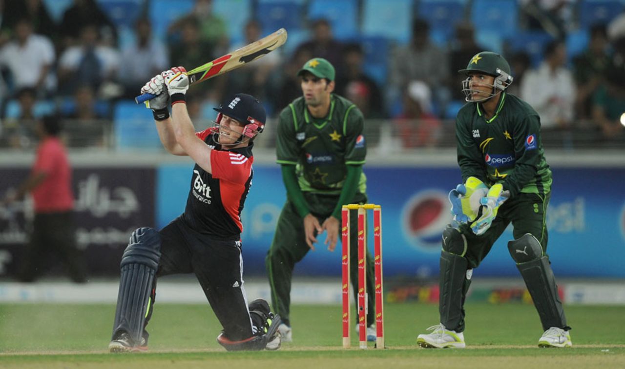 Eoin Morgan was promoted to No. 3 and made 24 not out, Pakistan v England, 3rd ODI, Dubai, February, 18, 2012