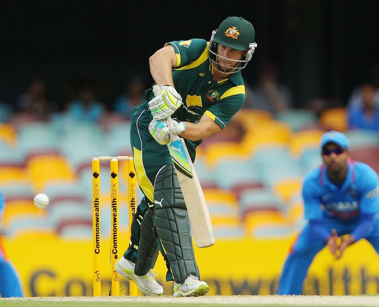 Matthew Wade plays on the leg side, Australia v India, CB Series, Brisbane, February 19, 2012