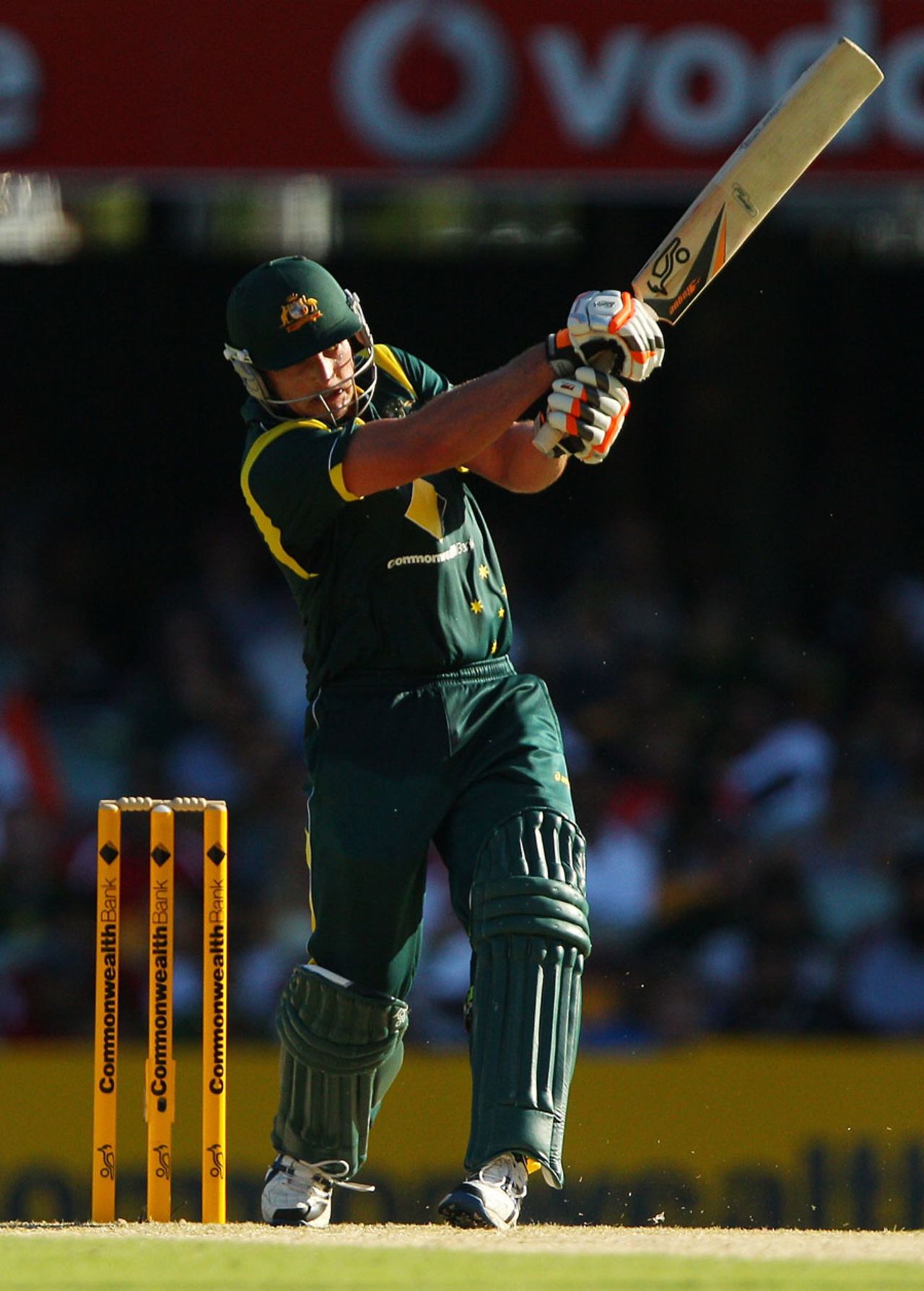 Peter Forrest clubs one down the ground, Australia v India, CB Series, Brisbane, February 19, 2012