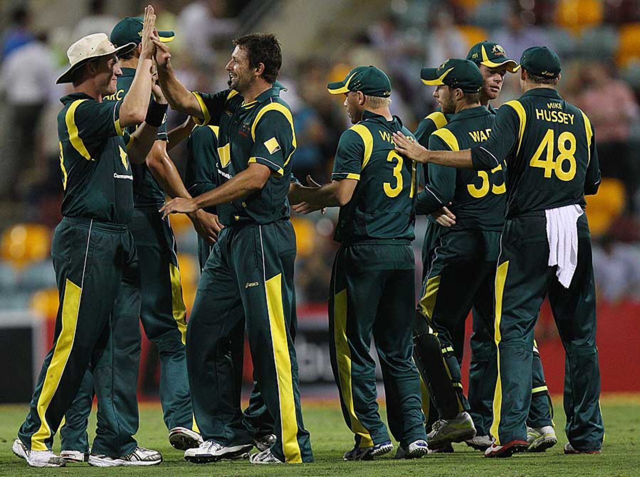 Ben Hilfenhaus led Australia's charge with a five-for, Australia v India, CB Series, Brisbane, February 19, 2012