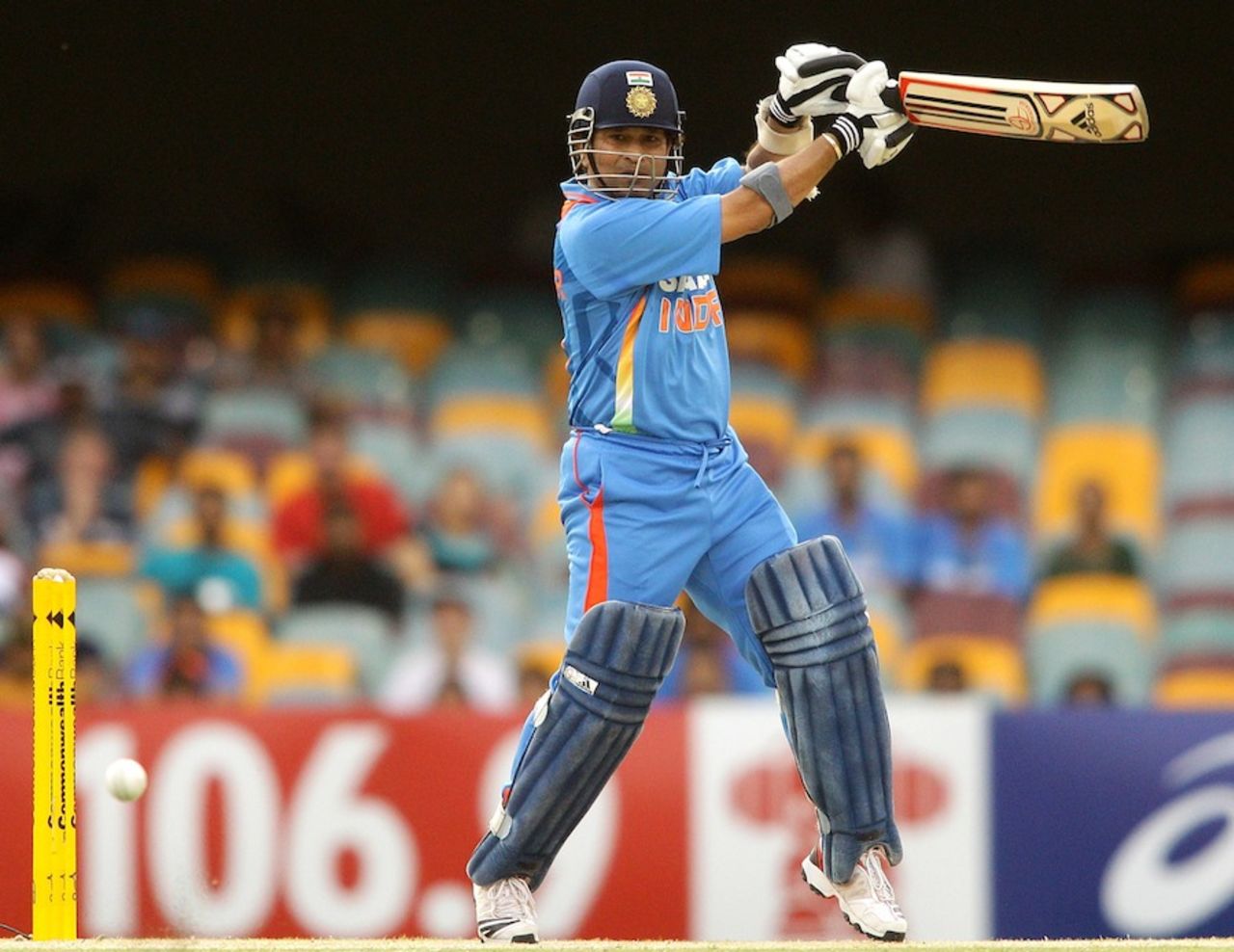 Sachin Tendulkar cuts through point, India v Sri Lanka, CB Series, Brisbane, February 21, 2012