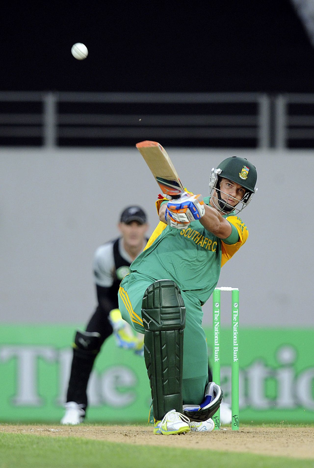 Albie Morkel lofts one down the ground, New Zealand v South Africa, 3rd Twenty20, Auckland, February 22, 2012