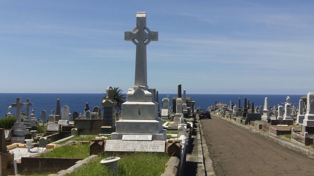Victor Trumper's grave at the scenic Waverley Cemetery, Sydney, February 23, 2012