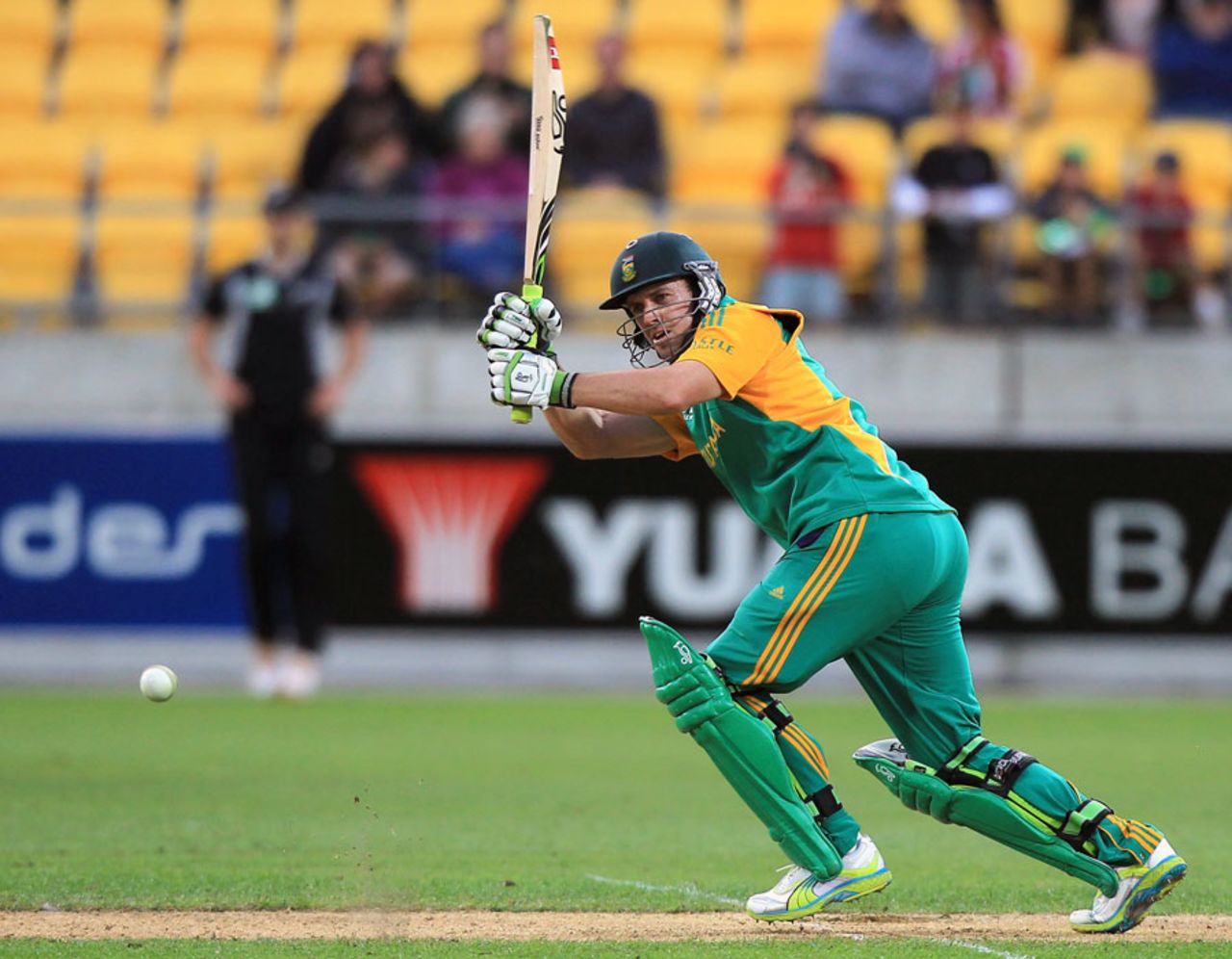 AB de Villiers brought up his 13th ODI ton, New Zealand v South Africa, 1st ODI , Wellington, February 25, 2012