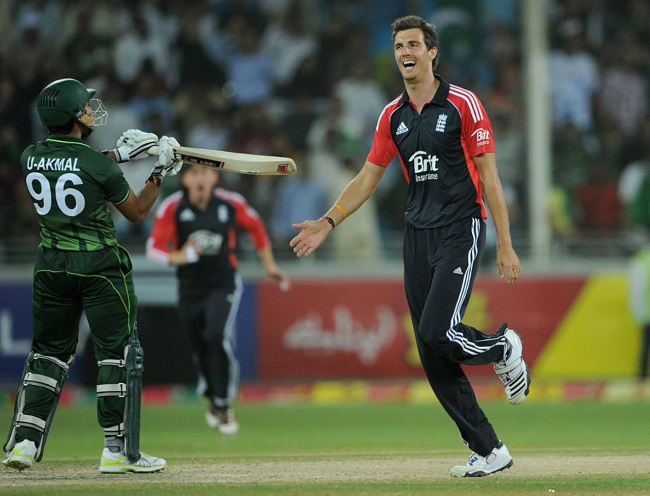 Steven Finn won the mini battle with Umar Akmal, Pakistan v England, 2nd Twenty20, Dubai, February 25, 2012