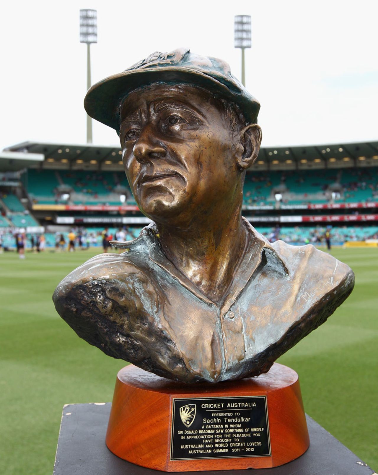 The bust of Donald Bradman that was presented to Sachin Tendulkar, Australia v India, CB Series, Sydney, February 26, 2012