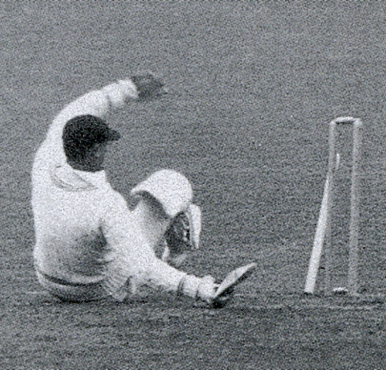 Walter Hadlee treads on his wicket when on 93, England v New Zealand, 2nd Test, Manchester, July 26, 1937