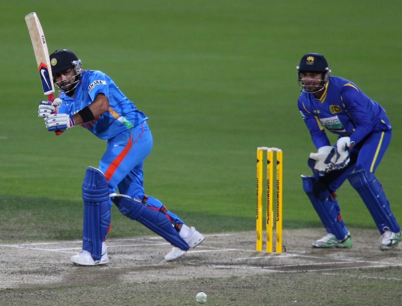 Virat Kohli turns the ball towards midwicket, India v Sri Lanka, CB series, Hobart, February 28, 2012