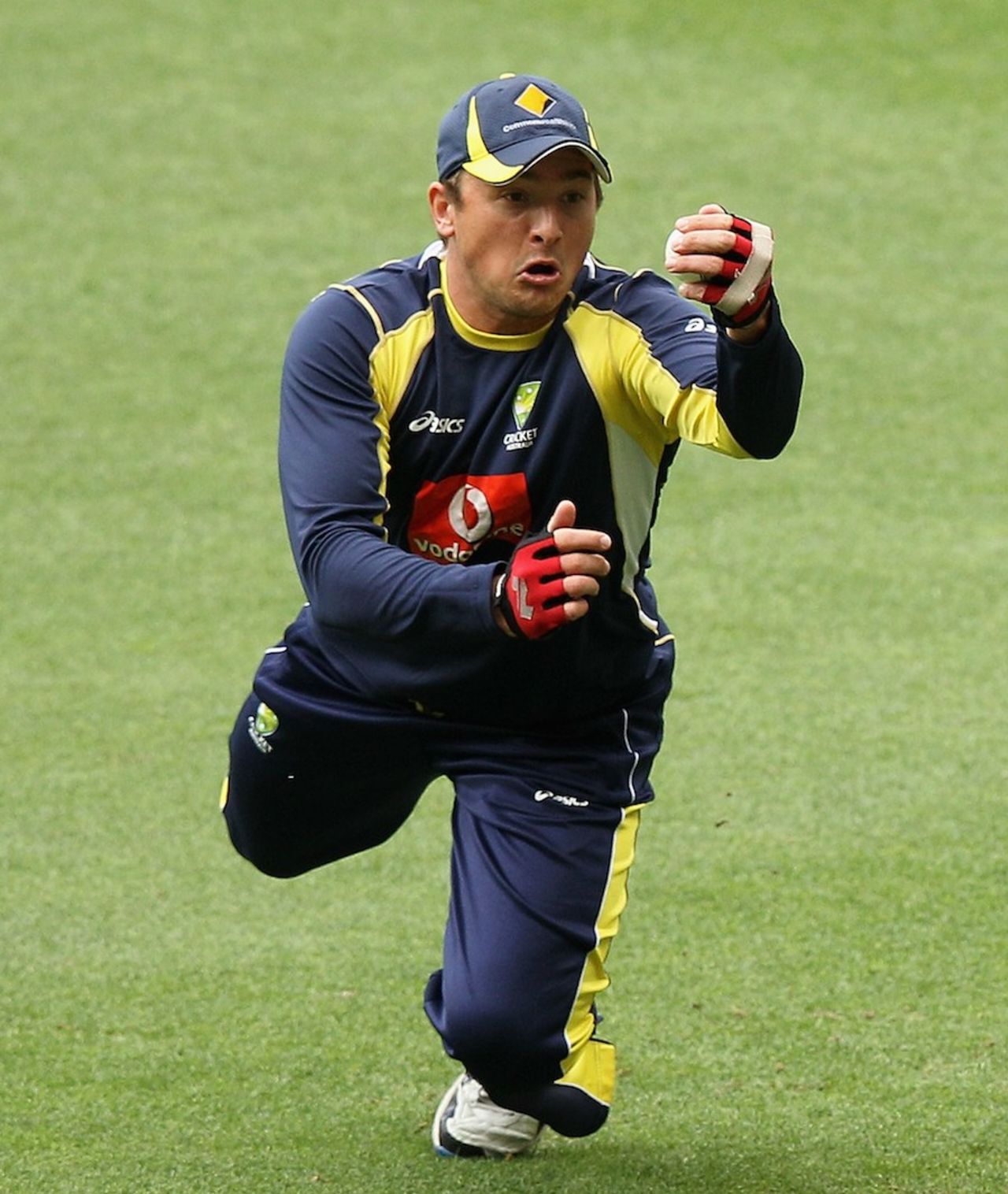 Peter Forrest during catching practice, Melbourne, March 1, 2012